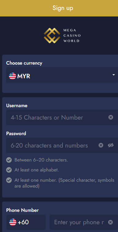 mcw casino sign up form